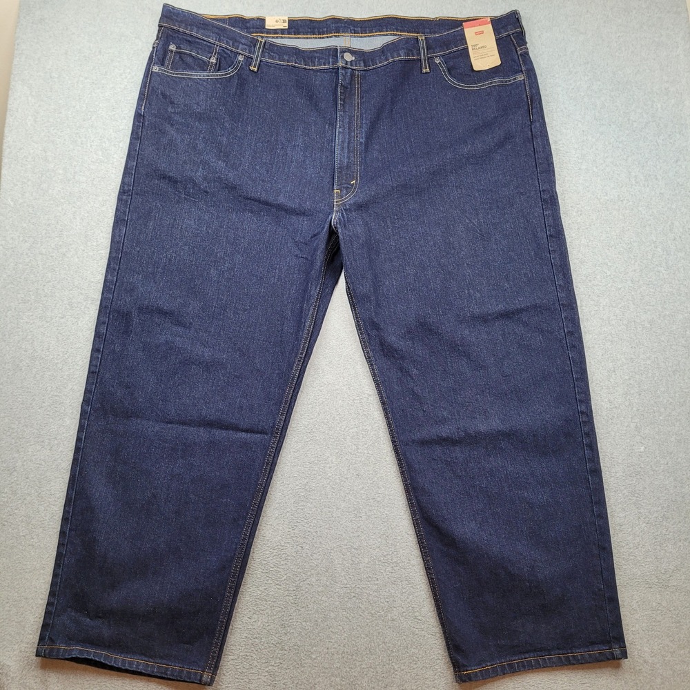 Levi's 550 Relaxed Fit‎ Jeans Mens 52x29 Dark Wash Blue Stretch Denim